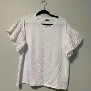 Liu Jo eyelet  sleeves white t shirt